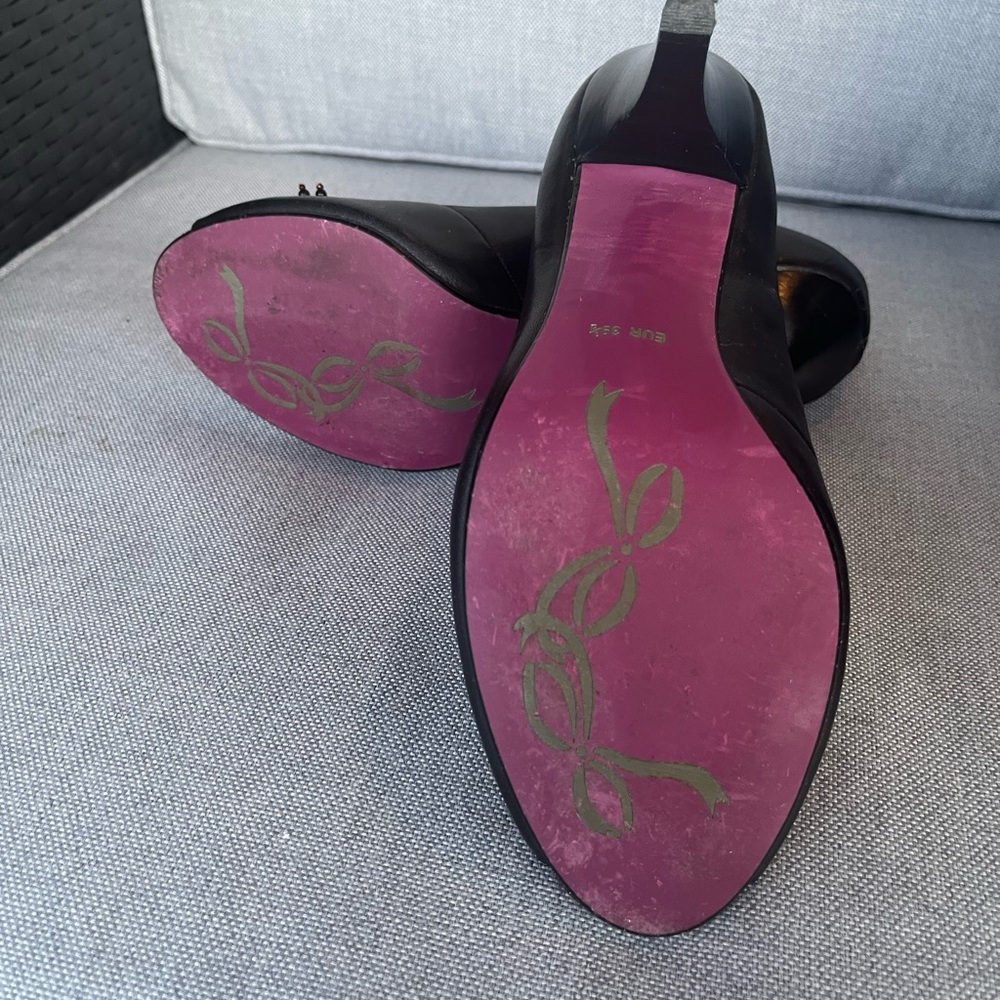 Poetic Licence Black Peep-Toe Heels – Beaded Pom Detail, Size EU 39.5 / US 9–9.5 - Picture 7 of 8